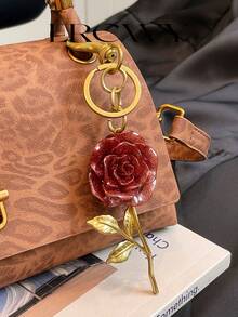 Fashionable Elegant Romantic Rose Shaped Bag Charm - Red - View 3