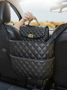 1pc Large Capacity PU Car Seat Back Organizer Net Bag. Multi- Functional Storage Bag For Phone, Cosmetics, Wallet, Key And Other Accessories - A - View 2