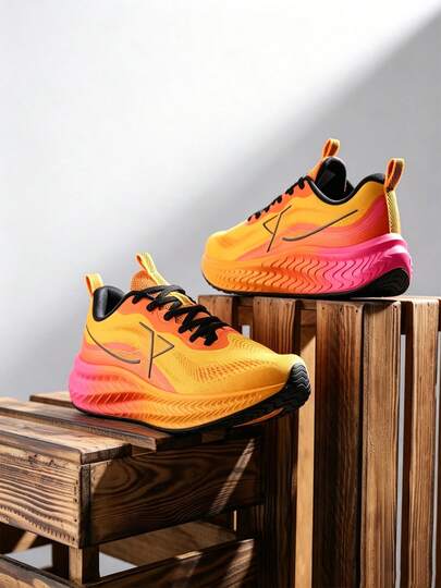 XTEP Men's Cushioned Lightweight Casual Sports Shoes, Running Pioneer 2.0 Running Shoes, Tropical Yellow/Orange