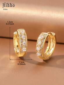Hihho 1 Pair Geometric Zirconia Inlaid Criss-Cross Hoop Earrings, Luxurious Minimalist Style, Available In Silver And Gold Colors, Fully Paved Design With Layered Lines And Sparkling Diamonds, Suitable For Daily And Chic Outfits - Multicolor - View 5