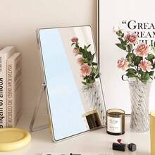 1pc High Definition Desktop Makeup Mirror, Distortion-Free Vanity Mirror With Adjustable Metal Stand, Large Size Desktop Makeup Mirror Suitable For Makeup, Skincare And Hairstyle Design, Bedroom, Bathroom, Dormitory And Office Vanity Mirror - Multicolor - View 14