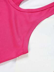 Disney Official Authorization | Women's Casual Round Neck Sleeveless Vest. Taking Walt Disney World As The Theme, Combined With Park Landmarks And Mickey Elements, It Is Full Of Commemorative Significance. It Is An Exclusive Item For Theme Park Travel And An Ideal Choice For Recording Beautiful Memories. - Hot Pink - View 5