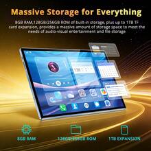 Qetupa 10.1 吋 Android 15 平板電腦，附保護殼、鍵盤與滑鼠，4GB RAM + 64GB ROM/8GB RAM + 128GB/256GB ROM（支援 1TB SD 卡擴充），5MP 前置鏡頭與 13MP 後置鏡頭，6000mAh 電池（不含適配器） - 橘色 - 查看 4