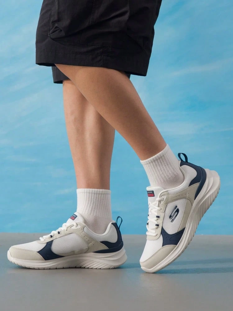 Skechers FLECTION 3.0 男士系带休闲运动鞋,减震跑步鞋,适合慢跑、旅行、日常休闲户外穿着 - 乳白色 - 查看 1