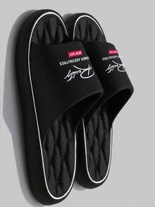 Fashionable Minimalist Spring/Summer Slippers, Comfortable Long-Wearing Non-Slip Durable Soles, Indoor/Outdoor Unisex/Couples Slides - Black - View 6