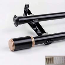 2 Sets Double Layer Curtain Rod Brackets, Metal Curtain Rod Support Brackets, Black Heavy Duty Curtain Rod Brackets With 4 Screws And Expansion Tubes, Suitable For Curtain Rod Wall Mounts, Can Support Up To 110.23 Lbs - 2 Curtain Rod Brackets + 4 Screws and Wall Anchors - View 9