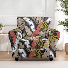 1 peça capa elástica estampada de 5 peças para cadeira, capa de sofá para sala de estar e quarto, à prova de pó, para todas as estações, removível e lavável - Multicolorido - Ver 8