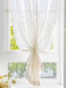 1PC Ins Style Colorful Small Polka Dot Sheer Curtain, Cream Style Translucent Non-Transparent Bedroom Living Room Bay Window Curtain - Multicolor - View 5