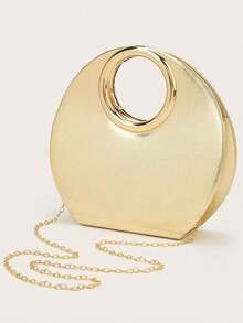 Bolsa de mão elegante e minimalista da moda 2024, bolsa de noite com alça de corrente, bolsa de festa, presente de luxo para o aniversário da namorada - Ouro - Ver 3