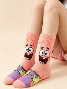 SpongeBob SquarePants 1Pair Random SquarePants Cartoon Crew Socks, For Streetwear & Casual Looks, Cute For School Uniform & Daily Wear - Multicolor - View 5