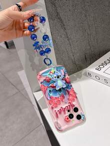 Disney Has Authorized, Phone Case - Chain Set, The Stitch Lilo & Stitch 3D Phone Case Plus A Silicone 3D Stitch Bracelet With Metallic Ring Removable Bracelet, Stitch And Angel Pattern, Compatible With Iphone17/16/15/14/13/12/11/XS/XR/X Plus Pro Max, A Stylish Cartoon Phone Case, The Perfect Gift Choice, Phone Protection, Durable Phone Cover, Great Gift For Friends And Family. - trắng - Xem 3