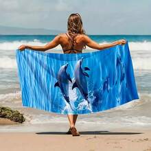 Extra Large Quick-Dry Microfiber Beach Towel, With Vibrant Dolphin Pattern | Sand-Proof & Fast-Drying | Soft & Durable, Ideal For Summer Fun | Perfect For Adults And Kids To Use At The Beach, Pool Or Travel - A - View 1