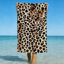 1pc Classic Leopard Print Full Pattern Beach Towel, Sand-Proof Quick-Dry Absorbent Microfiber Pool Towel, Animal Print Lightweight Summer Travel Swimming Beach Accessory - D - View 7