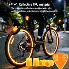 TUOGTCI 6pcs Color Night Cycling Reflective Tail Light & Valve Caps, High-Visibility Bicycle Accessory- No Batteries Required, Enhances Nighttime Visibility And Road Safety, Vehicle Safety Accessory, Emergency Warning Light For Mountain And Road Bikes - Multicolor - View 8