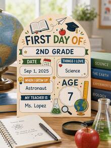 DIY Wooden First Day Of School Milestone Sign, School Bus And Academic Print Design, Wooden Commemorative Board, Suitable For All Grades, Perfect For Back To School, School Gifts, Photo Props, Classroom Attendance Records And Parent Keepsakes - DIY Message Board - View 11