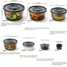 Smoky Black 14 Pcs Food Storage Containers, PP, Stackable Nesting Prep Bowls, Microwave Compatible Lunch Box, Fridge Storage For School Office Picnic, Spice & Snack Storage - View 11