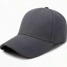 Minimalist Grey Baseball Cap - Casual Street Style Adjustable Hat - Dark Grey - View 3