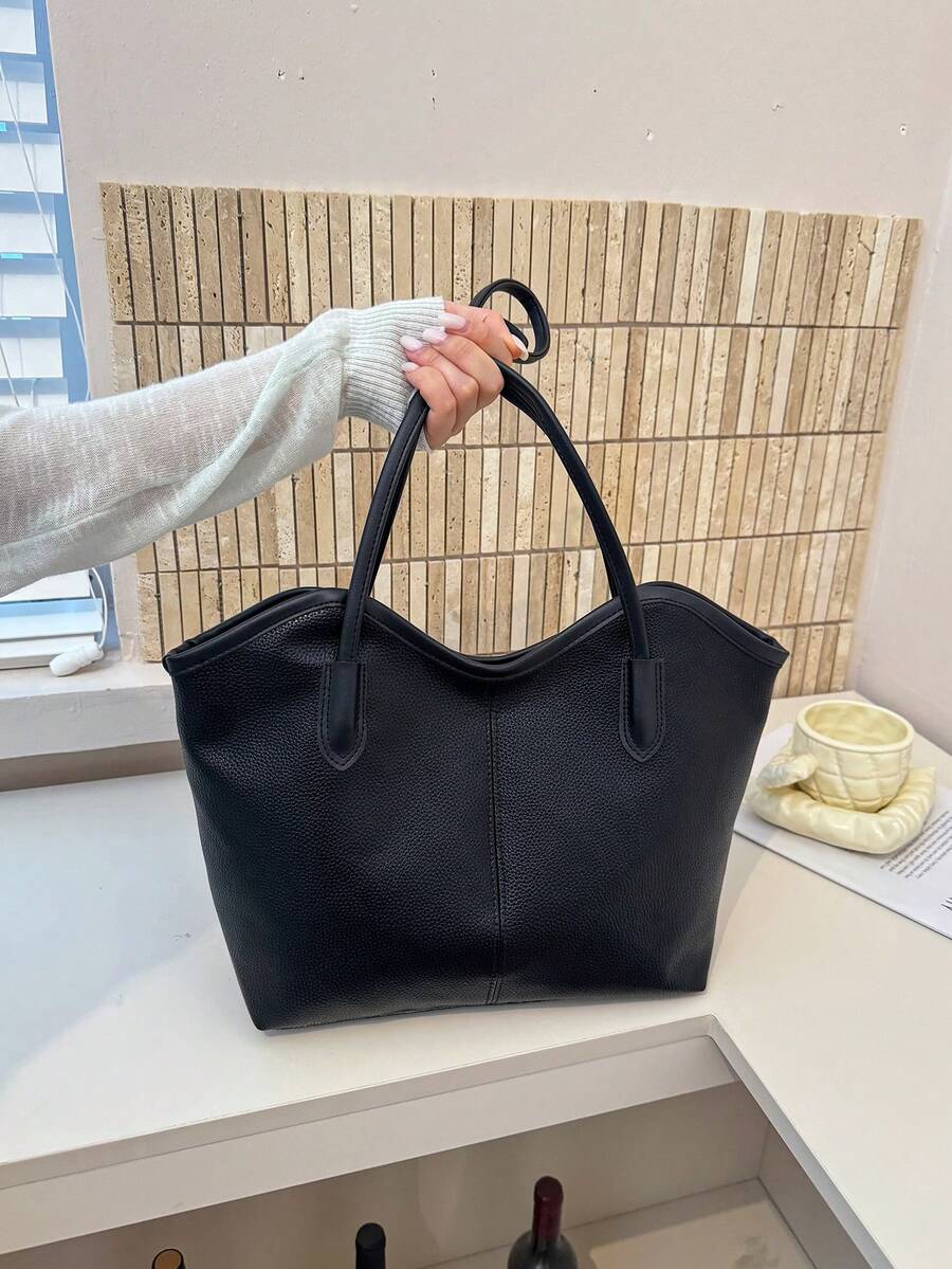 Large Capacity Handbag For Women, New Arrival Minimalist Commuter Shoulder Tote Bag - Black - View 1