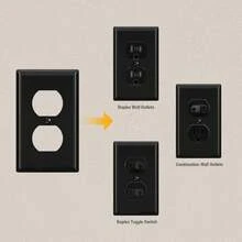 10pcs Duplex Power Outlet Wall Plates, 1-Gang Standard Size Wall Panels, Power Outlet Covers, Wall Socket Covers, With Color-Matched Screws - A - View 3