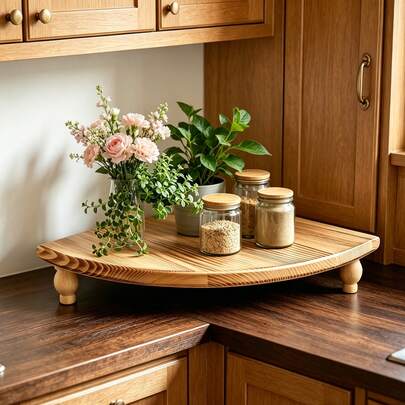1pc Antique Wooden Corner Shelf, Used As Display Rack On Kitchen, Coffee Bar, Farmhouse Decoration, Bathroom, Restaurant To Display Or Store Small Items