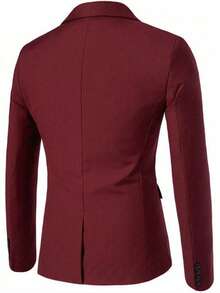 Men's Casual Blazer, Men's Business Formal Suit, Solid Color All-Season Regular Fit, Suitable For Formal Occasions - Burgundy - View 4