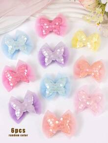 VBOOR 6pcs Random Multicolor Fairy Princess Style Ins Mesh Sequin Butterfly Hair Clips, Suitable For Women. Macaron Color Palette Iridescent Sequins, Lightweight Mesh Patchwork, Non-Damaging Alligator Hair Clips, Versatile Accessories For Daily/Commute/Date,Claw Clips - Multicolor - View 11