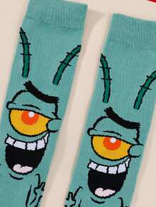 SpongeBob SquarePants 1Pair Random SquarePants Cartoon Crew Socks, For Streetwear & Casual Looks, Cute For School Uniform & Daily Wear - Multicolor - View 3