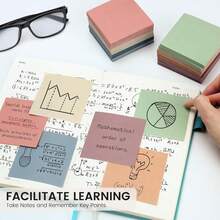 600pcs 3"X3" Vintage Color Self-Adhesive Sticky Notes, Suitable For Office, Home, Study And Daily Life, High Quality Adhesive Design, Firm And Non-Detachable - 3*3in Retro-colored Square Sticky Notes - View 4