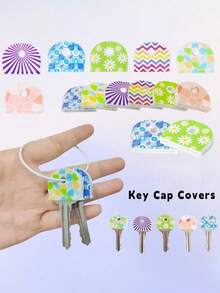 12pcs Floral Pattern Non-Slip Silicone Key Caps - Durable Non-Slip Key Identifiers, Suitable For Home, Office And Door Keys - Daily Essentials, Perfect For Families And Roommates, Keep Organized, Great Gift Choice - Multicolor - View 3