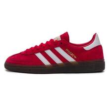 Adidas HANDBALL SPEZIAL 低筒運動鞋，舒適輕便低筒休閒繫帶鞋，復古麂皮皮革鞋面，2.5cm 厚底，適合日常穿著 - 紅/白 - 查看 2