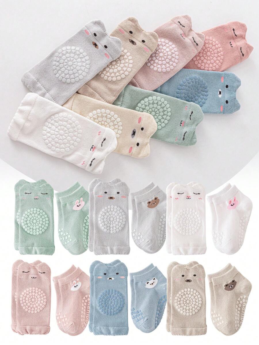 Kids Cartoon Knee Pads Baby Crawling Leg Warmers Set, Toddler Anti-Slip Protective Floor Leg Warmers, Suitable For 1-3 Years Old - Multicolor - View 1