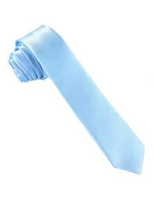 1PC Men's Solid Color Tie, Business Formal Narrow Tie (4cm) - Baby Blue - View 1