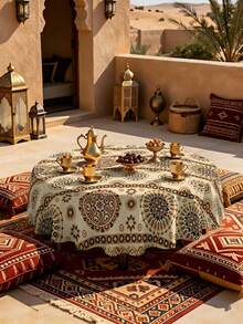 1/2pcs Tablecloth, Vintage Round Geometric Pattern Tablecloth Polyester Material Suitable For Kitchen Dining Room Coffee Table Dining Table Round Square Optional Suitable For Picnic Camping Country Farmhouse Decoration Tabletop Protection And Holiday Arrangement Multi-Scene Practical Decorative Fabric - Multicolor - View 20
