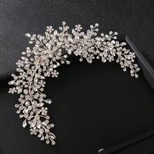 1pc Elegant Iron Floral Headband Bridal Wedding Hair Accessory For All Seasons - Silver - View 2