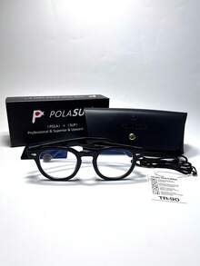 1 Set Montura de Gafas Retro con Remaches TR90 Estilo Clásico Plano de Moda Estilo Callejero Montura de Gafas Personalizada de Alta Gama Gafas sin Graduación Montura de Gafas Personalizada Estilo Artístico de Campus Retro Montura Redonda de Gafas Plano Montura de Gafas Versátil con Estuche de Gafas de PU - Multicolor - Ver 5