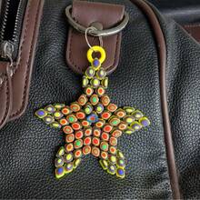 Colorful Starfish Decorative Pendant, Ocean Style Decorative Hanging Ornament, Keychain Accessory, 3.17 X 3.02 Inches, Comes With Silicone Chain - A - View 4