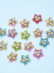 100/50個 25mm 奢華金邊珍珠水鑽彩色花朵吊飾，手工DIY鞋夾、包包與髮飾、婚紗裝飾通用配件 - 彩色 - 查看 8