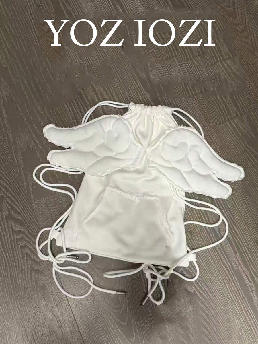 日系小众设计ins风翅膀背包,动漫展可爱大容量软萌少女背包,通勤,外出,日常购物,大学生背包 - 白色 - 查看 1