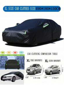 SUV Car Cover All-Weather Waterproof Snowproof Sunproof Dustproof SUV Car Cover With Reflective Strips And Fixing Straps Suitable For Outdoor Parking Rain Snow UV Protection - Black - View 7