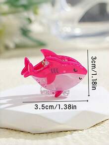 5 pièces/Set Pinces à cheveux animaux de l'océan, design mignon de requin, dauphin, étoile de mer, coquillage, crabe en acrylique - Multicolore - Voir 4