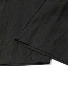 Pantalones largos casuales de lino de unicolor y estilo minimalista para hombre, pantalones rectos holgados para vacaciones en la playa y uso diario - Negro - Ver 8