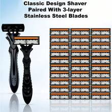 3-Layer Manual Razor Set, 1/2 Handle With 6/12/18/24/36blade , Stainless Steel Manual Shave Razors For Daily Face Care3-Layer Stainless Steel Razor Blades For Men - Replaceable For Smooth Shaves - Multicolor - View 8