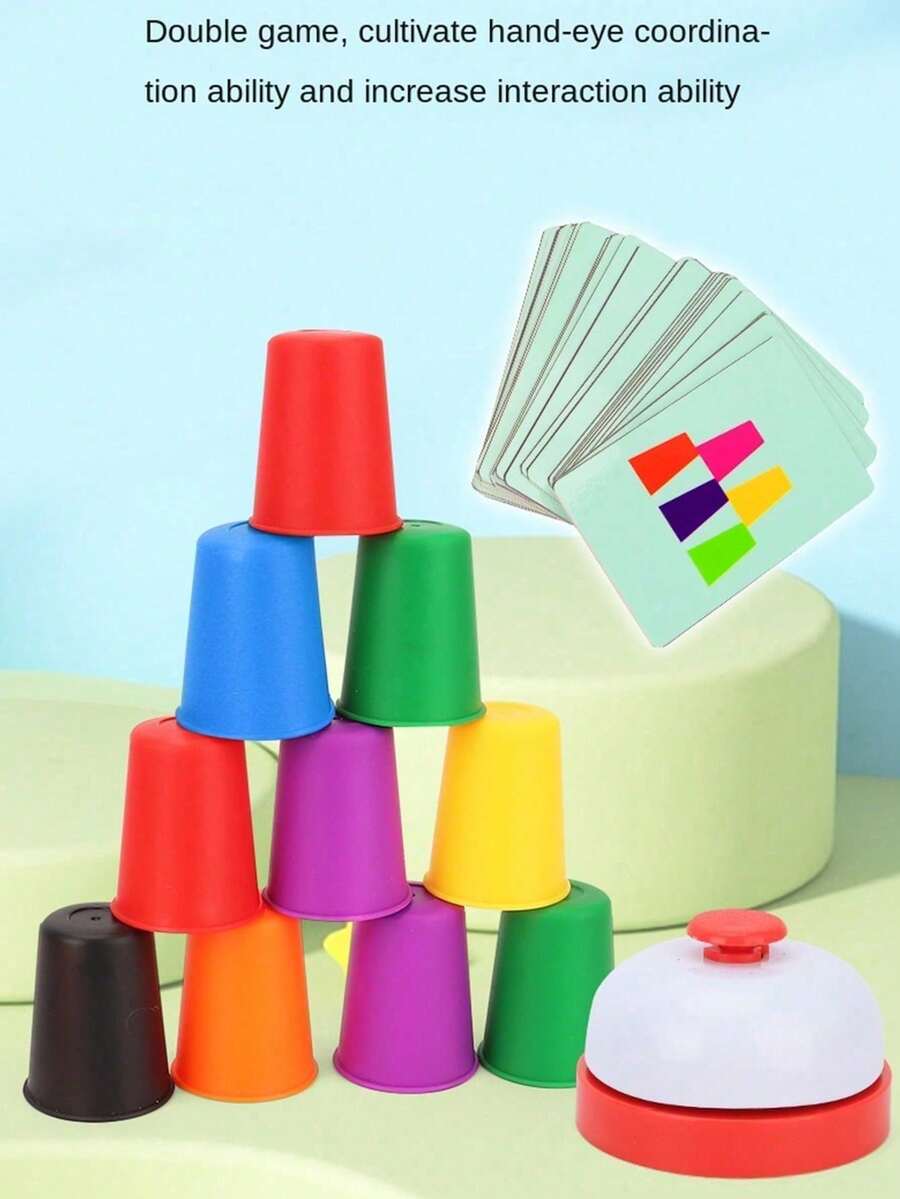 1 Set Juego de Mesa de Entrenamiento Cognitivo de Clasificación de Colores Batalla de Apilamiento de Vasos Juguete/Puzzle de Competición de Apilamiento de Vasos Interacción Padre-Hijo (Color Aleatorio)