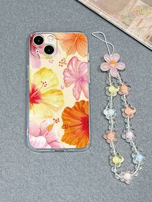 1pc Floral Bracelet Accessory, Transparent Painted Shockproof Phone Case Compatible With Iphone 14 Pro Max, 13, 11, XR, XS, Galaxy S24, A03s, A04, A12, A13, A14, A21s, A22, A23, A24, A32, A33, A34, A51, A52, A53, A54, A71, A72, A73, S20 FE, S21, S22, 9, 9A, 10A, 10C, Note 9, Note 10, Note 11, Note 12, 12, 12C - Multicolor - View 6