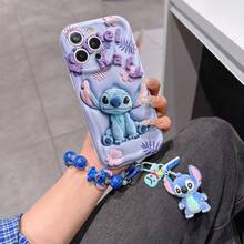 Disney Has Authorized, Phone Case - Chain Set, The Stitch Lilo & Stitch 3D Phone Case Plus A Silicone 3D Stitch Bracelet With Metallic Ring Removable Bracelet, Stitch And Angel Pattern, Compatible With Iphone17/16/15/14/13/12/11/XS/XR/X Plus Pro Max, A Stylish Cartoon Phone Case, The Perfect Gift Choice, Phone Protection, Durable Phone Cover, Great Gift For Friends And Family. - White - View 6