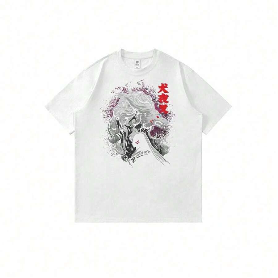 Local Warehouse Items Women's ClothesInuyashas-Sesshomaru-Wolf-Transformation Unisex Cute Anime Graphic Tee Summer Short Sleeve Casual Daily Wear T-Shirtmotif Women Clothes - trắng - Xem 1
