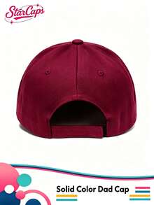 Topi Baseball Kasual Minimalis Warna Polos, Unisex, Ukuran Dapat Disesuaikan - Burgundy - View 3