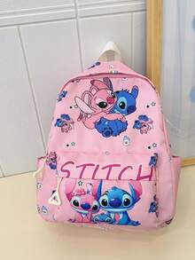 Lilo & Stitch Women & Teens Backpack - Fashionable Floral & Ice Cream Pattern Backpack - Large Capacity Travel/Daily Use Backpack, Multi-Pocket Design - Student Fashion Schoolbag, Adjustable Shoulder Straps - Official Licensed Merchandise - Multicolor - View 12