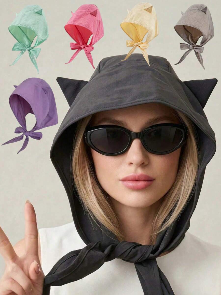 1顶柔软透气可爱猫耳帽，甜美嘻哈抽绳帽，时尚百搭户外遮阳帽，适合徒步旅行、街头摄影、海滩旅行和生日礼物