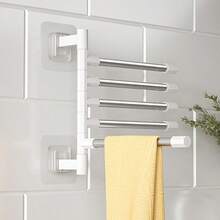 1pc Drill-Free Rotating Towel Rack Wall-Mounted Swivel Bar Towel Rod Bathroom Hanging Rack Storage Shelf Hanging Bar - Multicolor - View 4